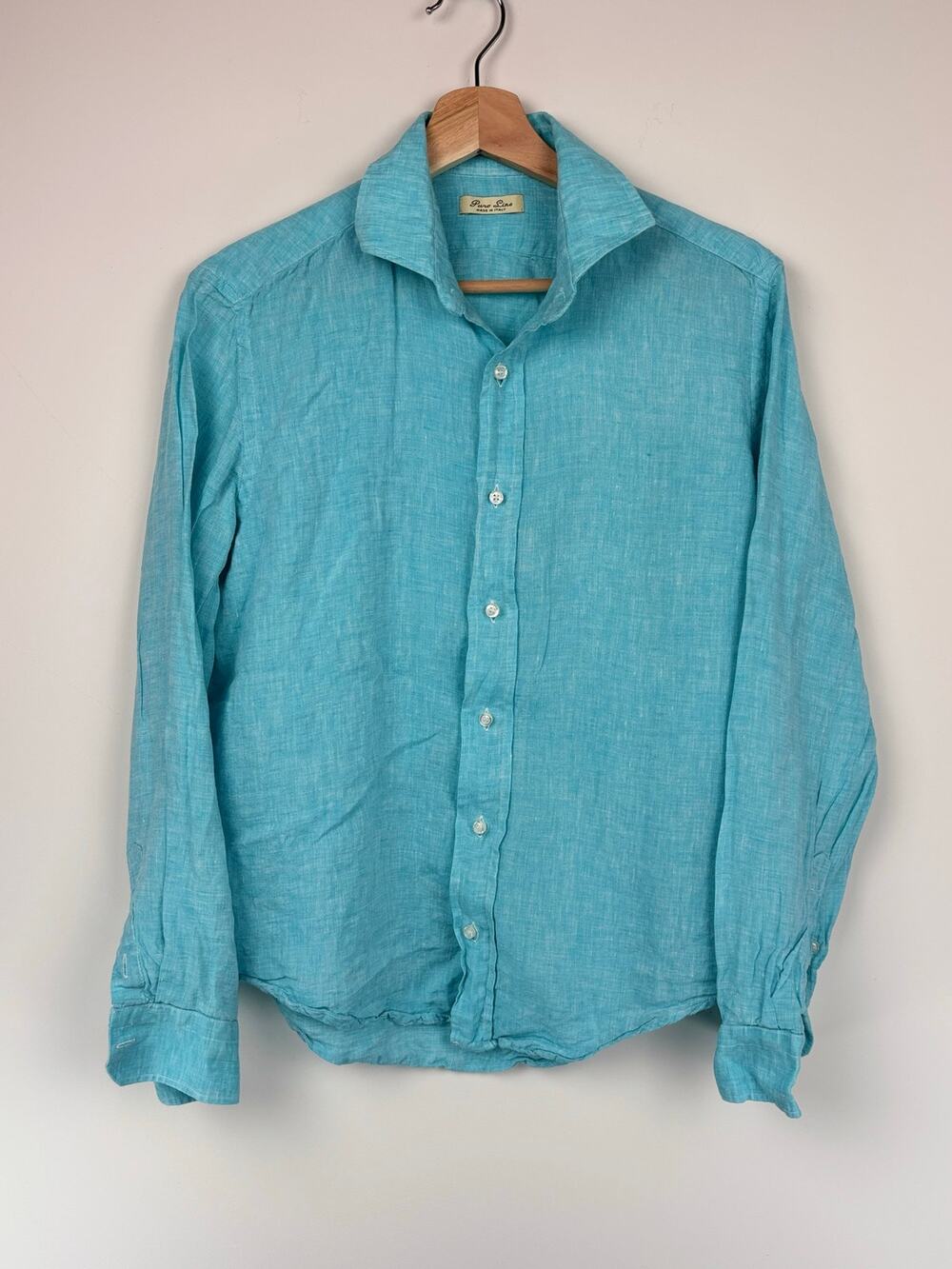 🌊 Puro Lino Women's 100% Linen Button Down Shirt | Turquoise | Made in Italy